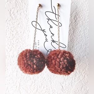 Pumpkin Spice Pom Pom Fall Earrings